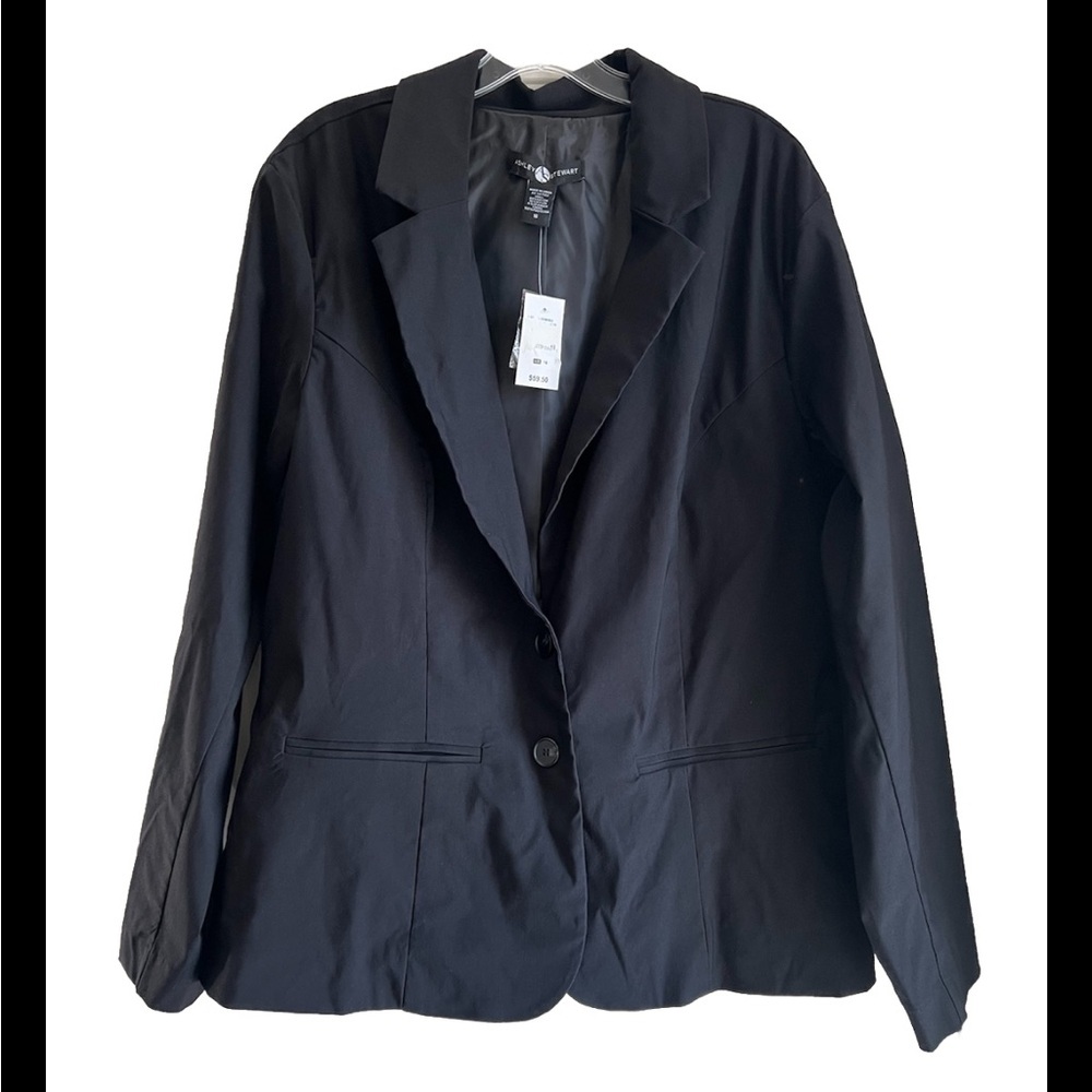 Ashley Stewart Black Lined Blazer Jacket Size 16